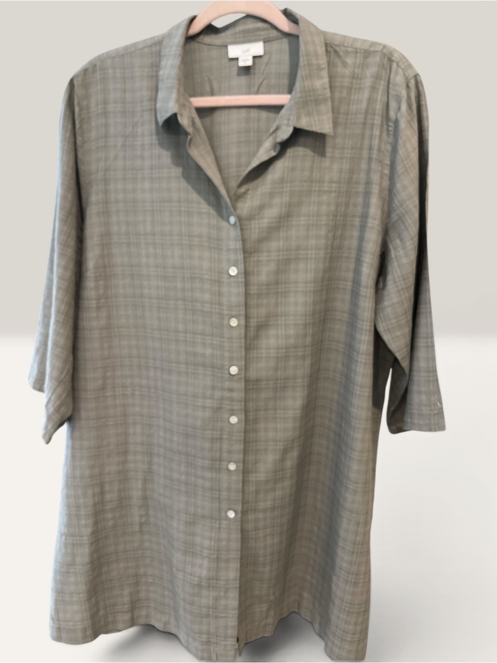 J. Jill Olive Plaid Lightweight Button-Up Shirt